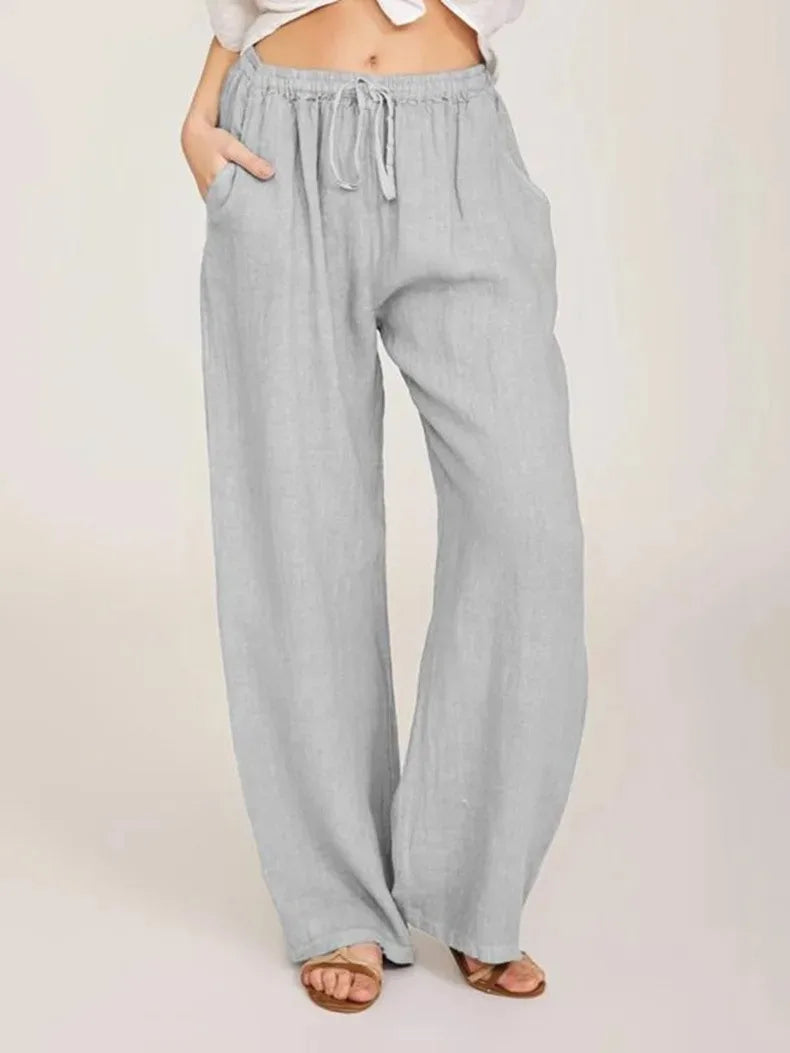 Cotton Linen Wide Leg Pants