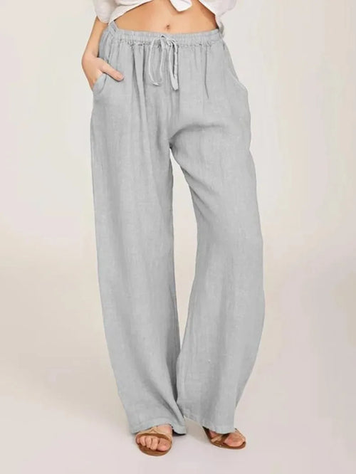 Cotton Linen Wide Leg Pants