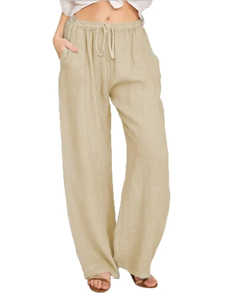 Cotton Linen Wide Leg Pants