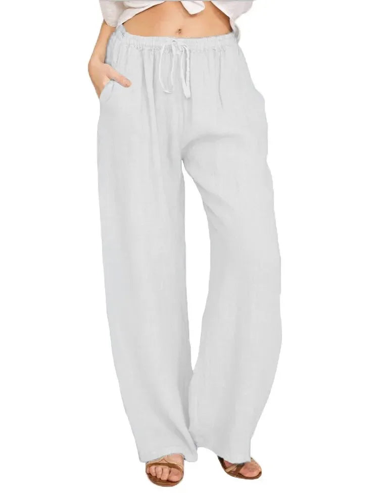 Cotton Linen Wide Leg Pants