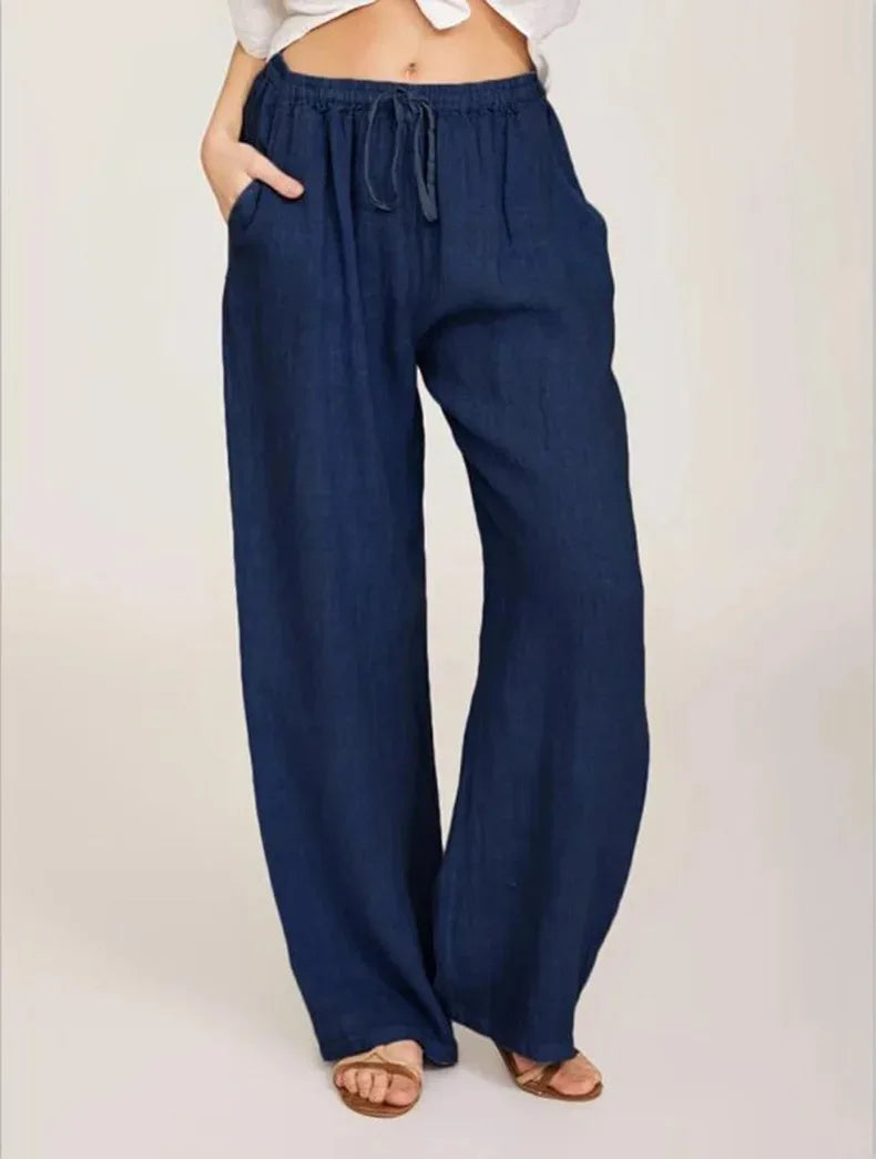Cotton Linen Wide Leg Pants