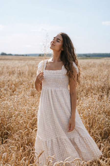 Gingham Plaid Maxi Summer Dress